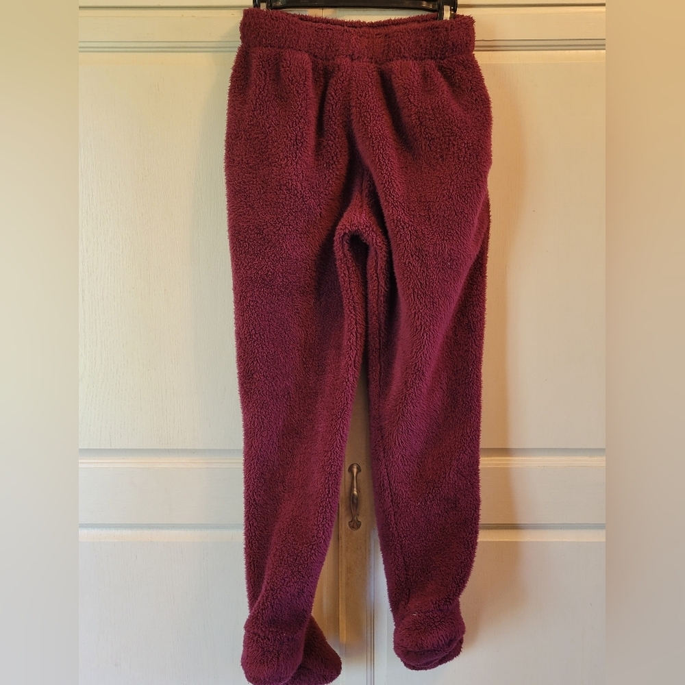 Cozy Burgundy Fleece Joggers - Picture 2 of 5